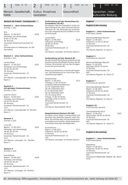 Veranstaltungskalender - vhs Hattingen