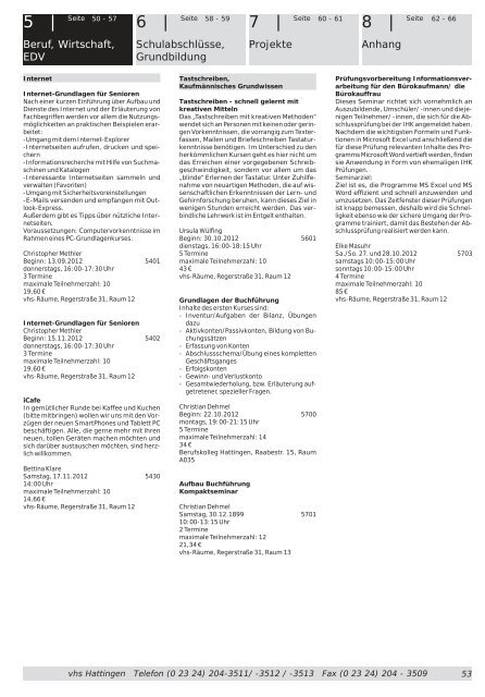 Veranstaltungskalender - vhs Hattingen