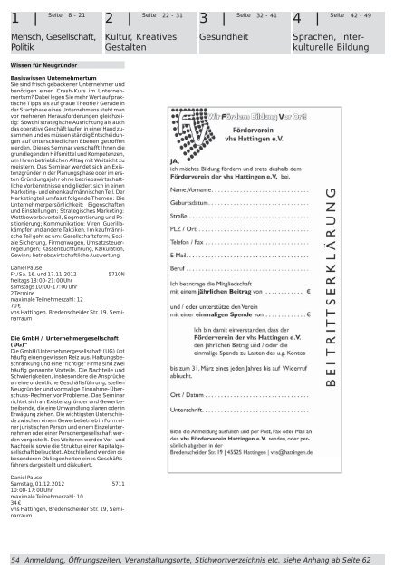 Veranstaltungskalender - vhs Hattingen