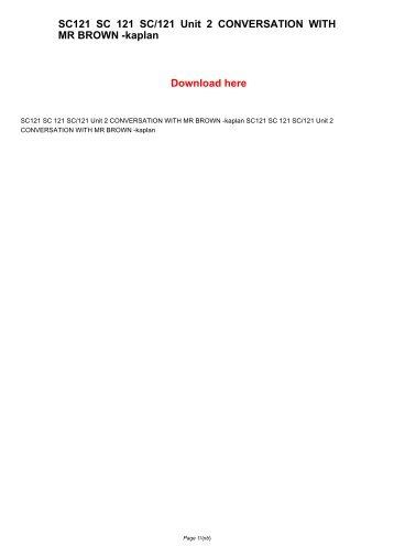 SC121 SC 121 SC/121 Unit 2 CONVERSATION WITH MR BROWN -kaplan