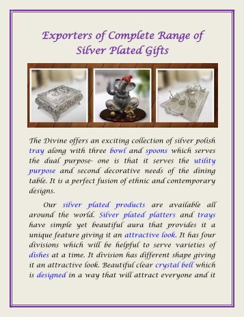 Exporters of Complete Range of Silver Plated Gifts