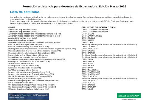 Lista de admitidos