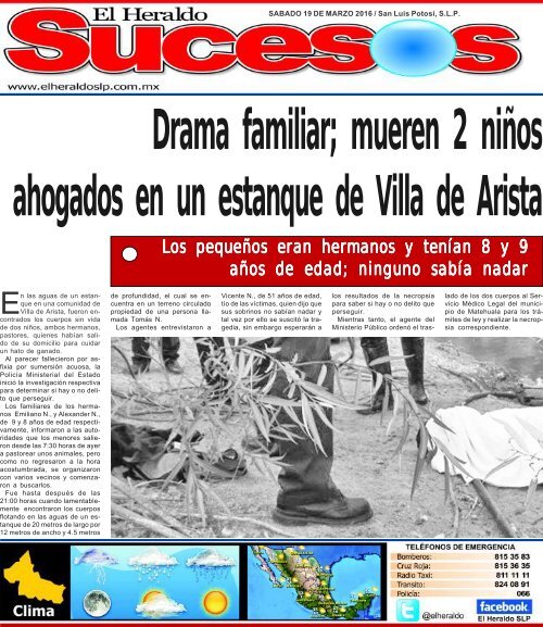 Drama familiar mueren 2 niños ahogados en un estanque de Villa de Arista