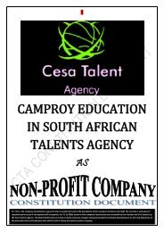 Cesa Talents Agency NPC Constitution Final