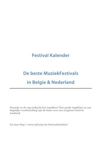 Festival Kalender 2016. De beste MuziekFestivals in Belgie & Nederland