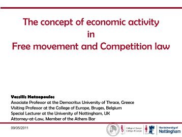 The concept of economic activity in Free movement and Competition ...