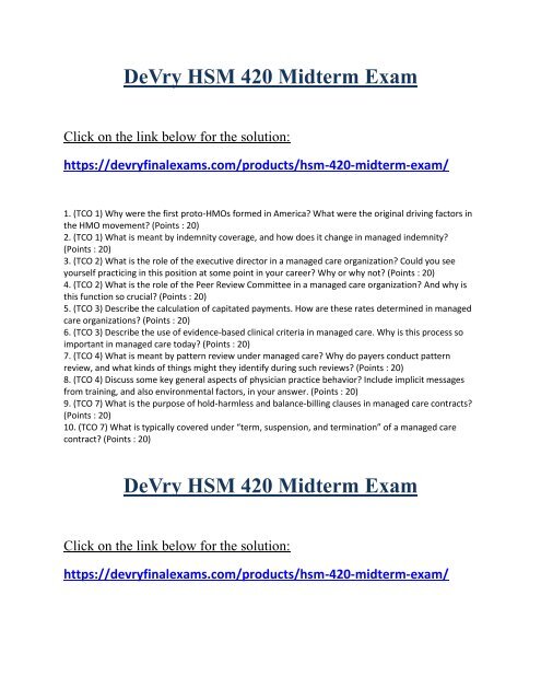 HSM 420 Midterm Exam