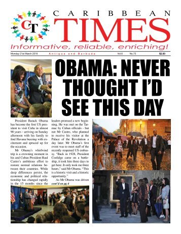 Caribbean Times 73rd issue - Monday 21st March 2016