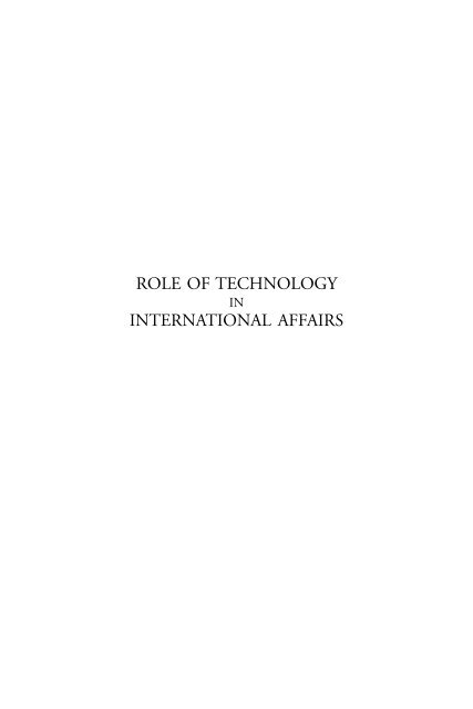 ROLE OF TECHNOLOGY INTERNATIONAL AFFAIRS