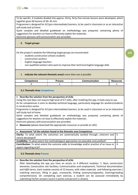 e-CAL - e-Coaching et Apprentissage des Langues  