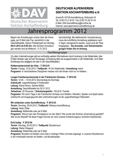 Jahresprogramm 2012 - Alpenverein-Aschaffenburg.de