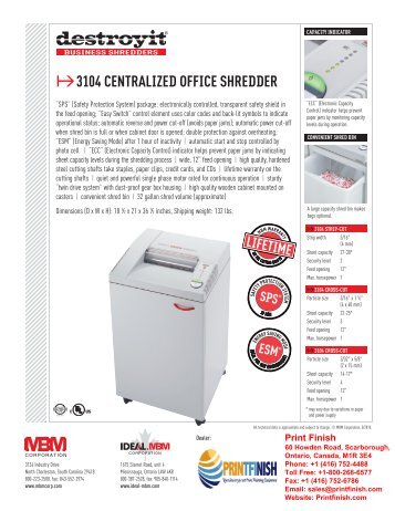 MBM Ideal Destroyit 3104 Strip-Cut Paper Shredder Level 2 by Printfinish.com