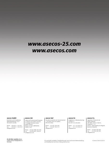 asecos – Gefahrstofflagerung und -handling 2018-2020