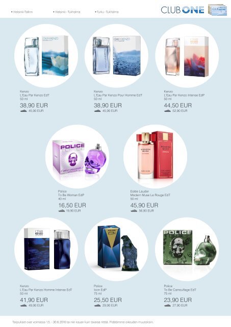 Tallink Silja Club One Shopping catalogue I May 1 - June 30, 2016