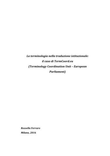 il caso di TermCoord.eu (Terminology Coordination Unit – European Parliament)