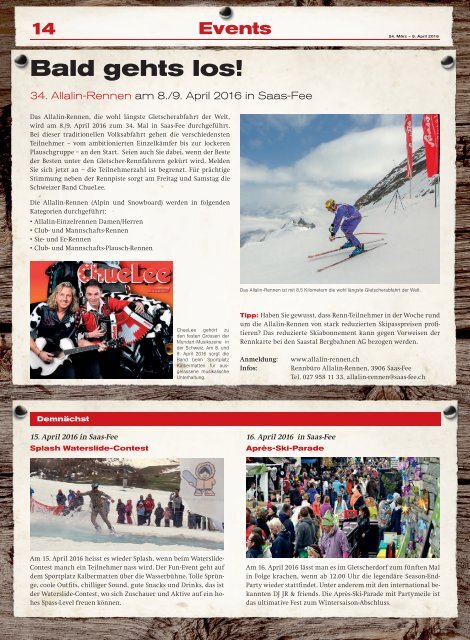 Allalin News Nr. 6/2016 - SAAS-FEE | SAAS-GRUND | SAAS-ALMAGELL |SAAS-BALEN