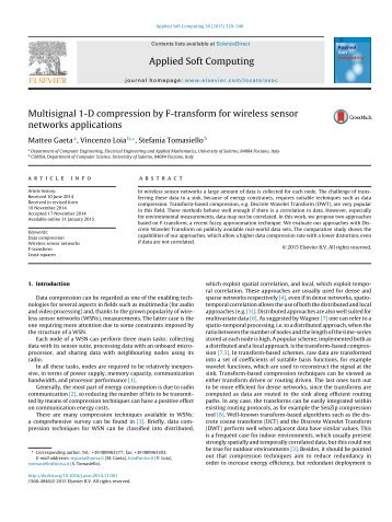 Multisignal 1-D compression by F-transform for wireless sensor networks applications