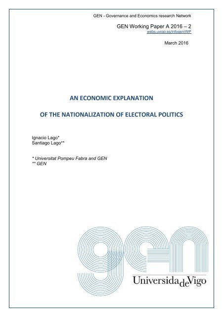 AN ECONOMIC EXPLANATION OF THE NATIONALIZATION OF ELECTORAL POLITICS