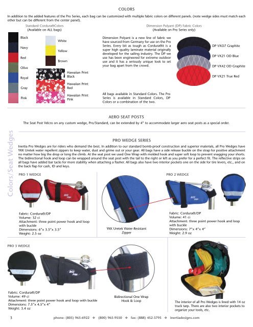 2012 Catalog of Cycling Bags - Inertia Designs