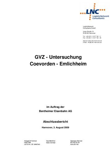 GVZ - Untersuchung Coevorden - Emlichheim - Dryport