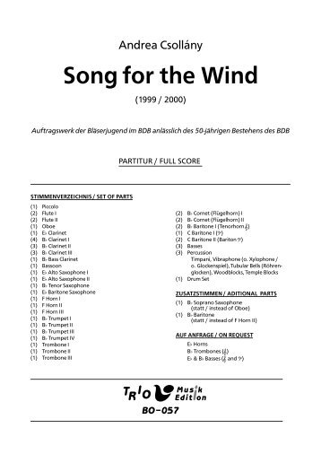 Song for the Wind - Demopartitur (BO-057)