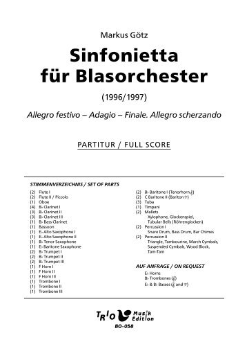 Sinfonietta für Blasorchester - Demopartitur (BO-058)