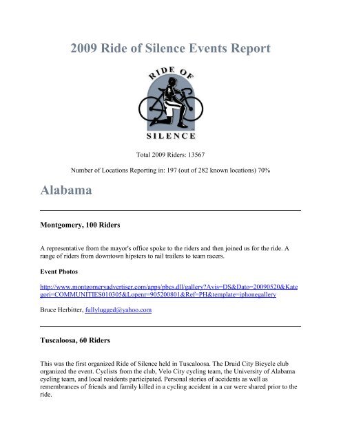 2009 Ride of Silence Events Report Alabama - Tour du silence Rive ...