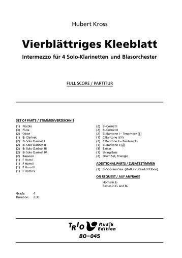 Vierblättriges Kleeblatt - Demopartitur (BO-045)