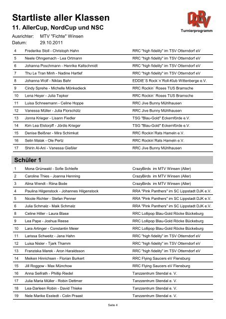 Startliste aller Klassen 11. AllerCup, NordCup und ... - Winsen (Aller)