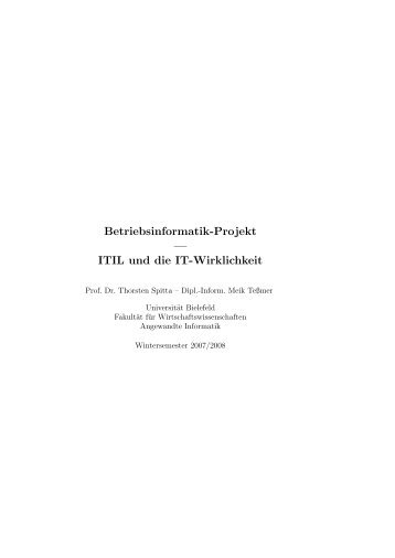 ITIL und die IT-Wirklichkeit - Fakultät für Wirtschaftswissenschaften ...