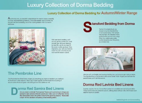 Luxury Collection Of Dorma Bedding For Autumn Winter Range