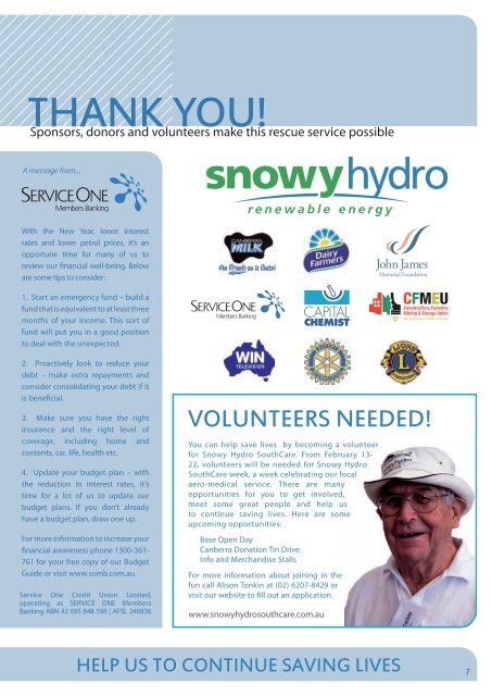 The Snowy Hydro SouthCare Helicopter Fund Newsletter