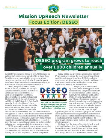 Mission UpReach Newsletter - March 2016