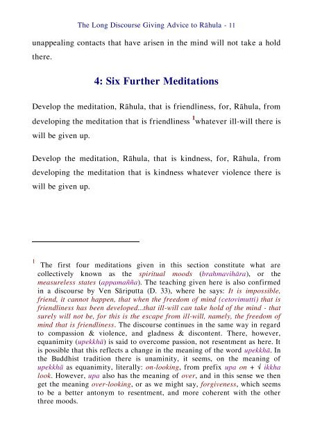 The Long Discourse Giving Advice to Rāhula