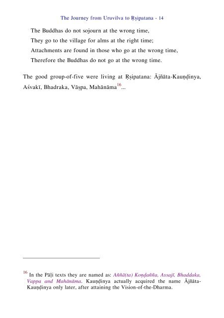 The Buddha's Journey from Uruvilvā to Rṣipatana