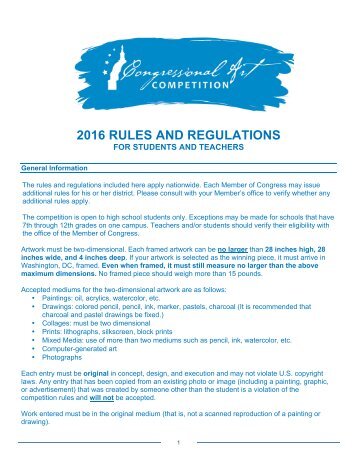 2016 RULES AND REGULATIONS
