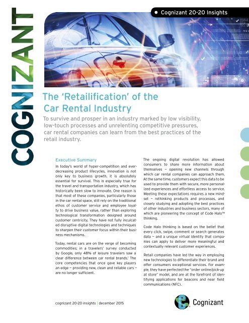 • The ‘Retailification’ of the Car Rental Industry