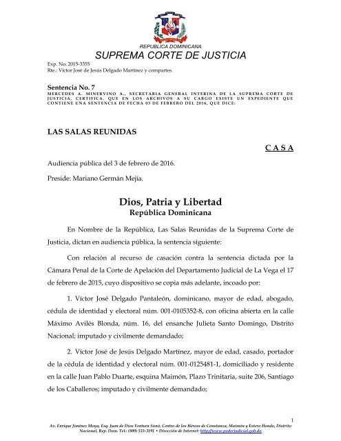 SUPREMA CORTE DE JUSTICIA Dios Patria y Libertad