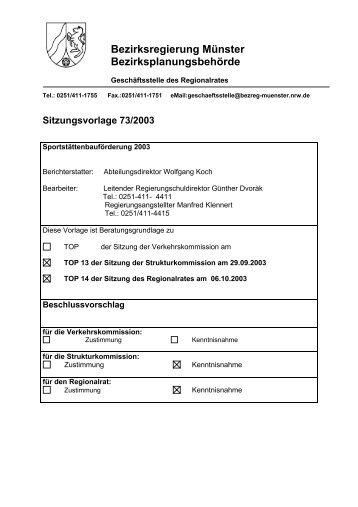 Sitzungsvorlage 73/2003 - Bezirksregierung Münster