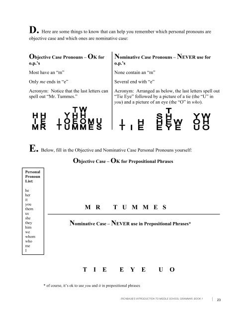 Richbaub's Introduction to Middle School Grammar Book 1