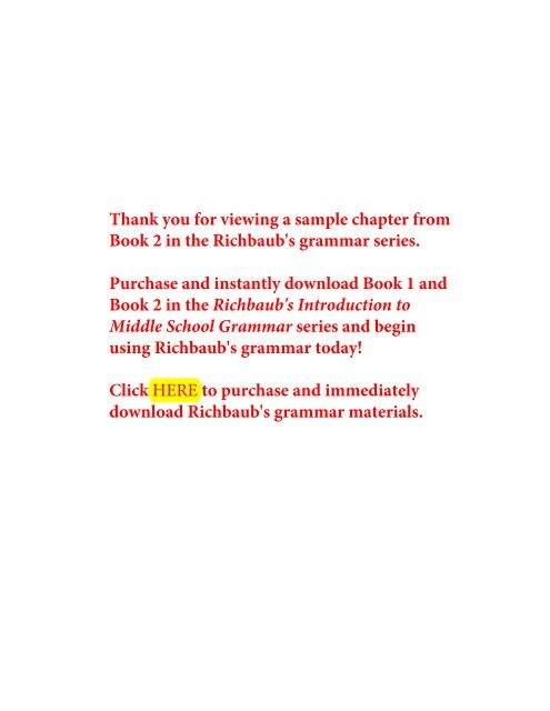 Richbaub's Introduction to Middle School Grammar Book 2