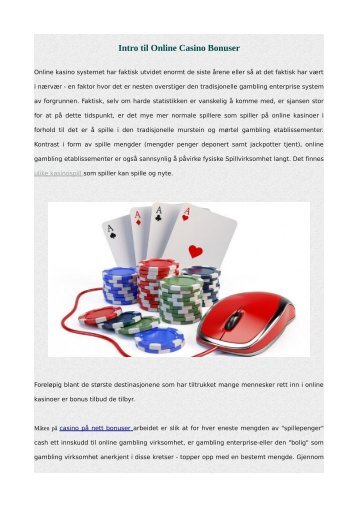 Intro til Online Casino Bonuser