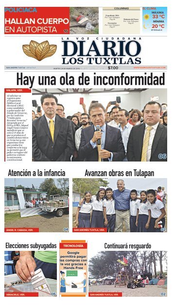 Diario Los Tuxtlas, edición del día 29 de marzo de 2016
