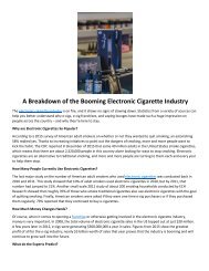 A Breakdown of the Booming Electronic Cigarette Industry