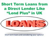 Short Term Loans from a Direct Lender Like Lend Plus in UK