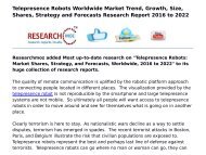 Telepresence Robots: Market Shares, Strategy, and Forecasts, Worldwide, 2016 to 2022