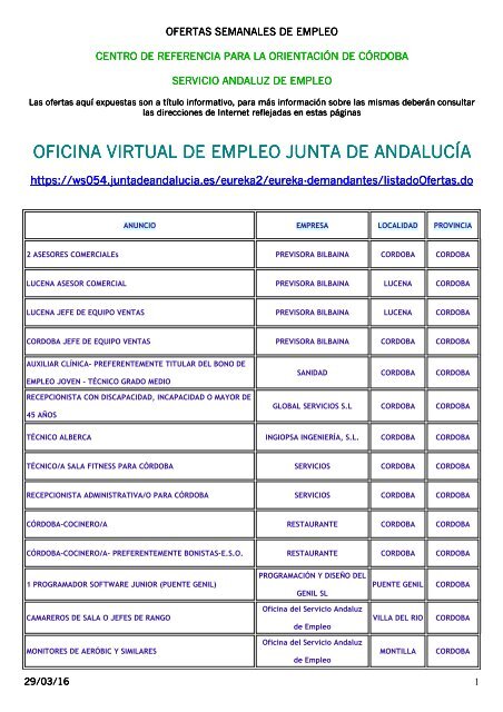 OFICINA VIRTUAL EMPLEO JUNTA DE ANDALUCÍA