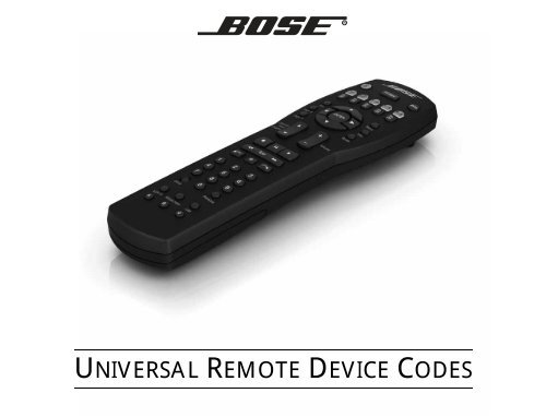 UNIVERSAL REMOTE DEVICE CODES Bose