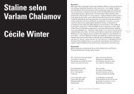 Staline selon Varlam Chalamov Cécile Winter