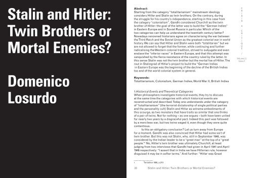 Stalin and Hitler Twin Brothers or Mortal Enemies? Domenico Losurdo